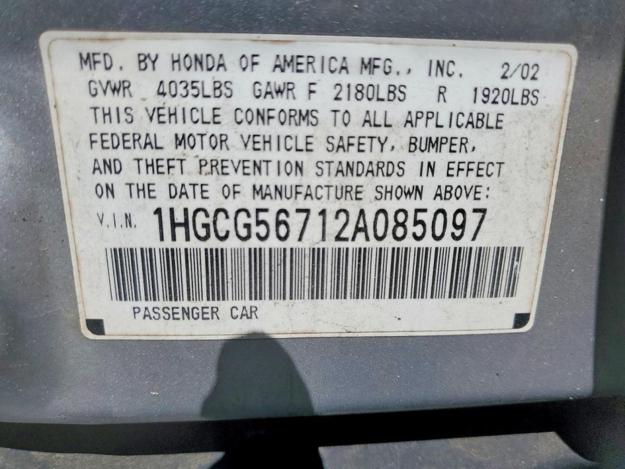 2002 HONDA ACCORD