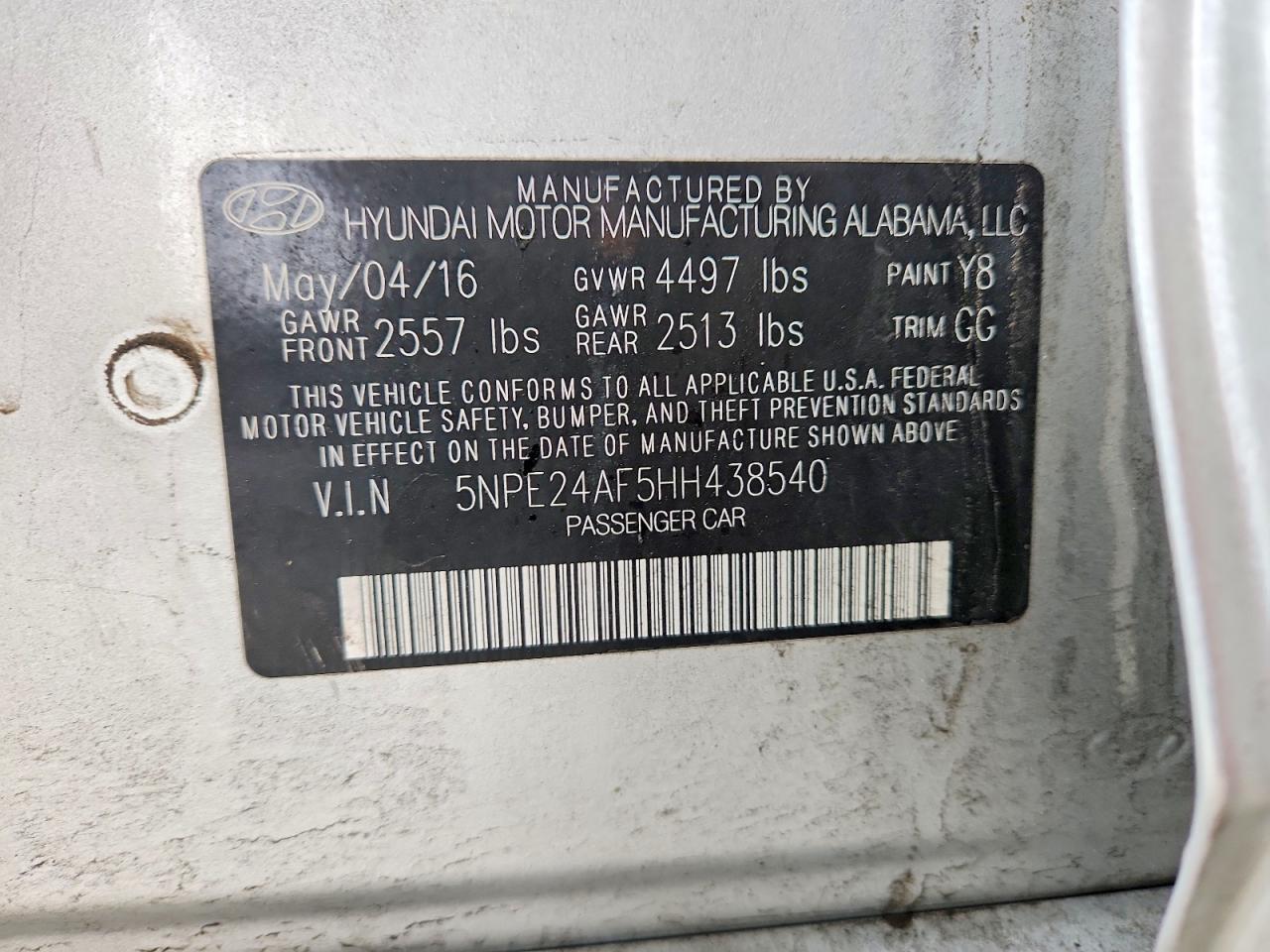 2017 HYUNDAI SONATA