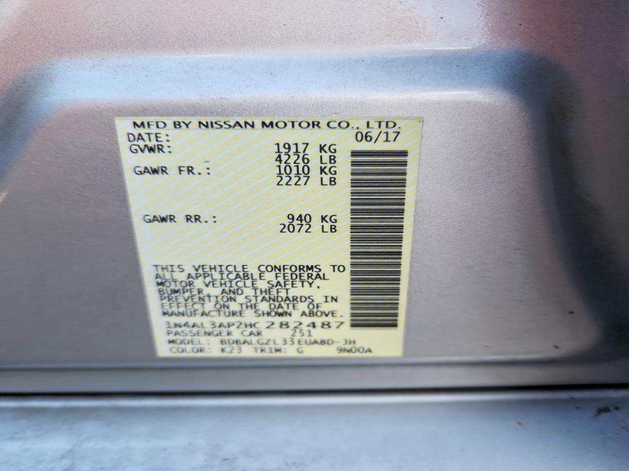 2017 NISSAN ALTIMA