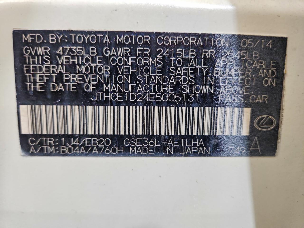 2014 LEXUS IS 350