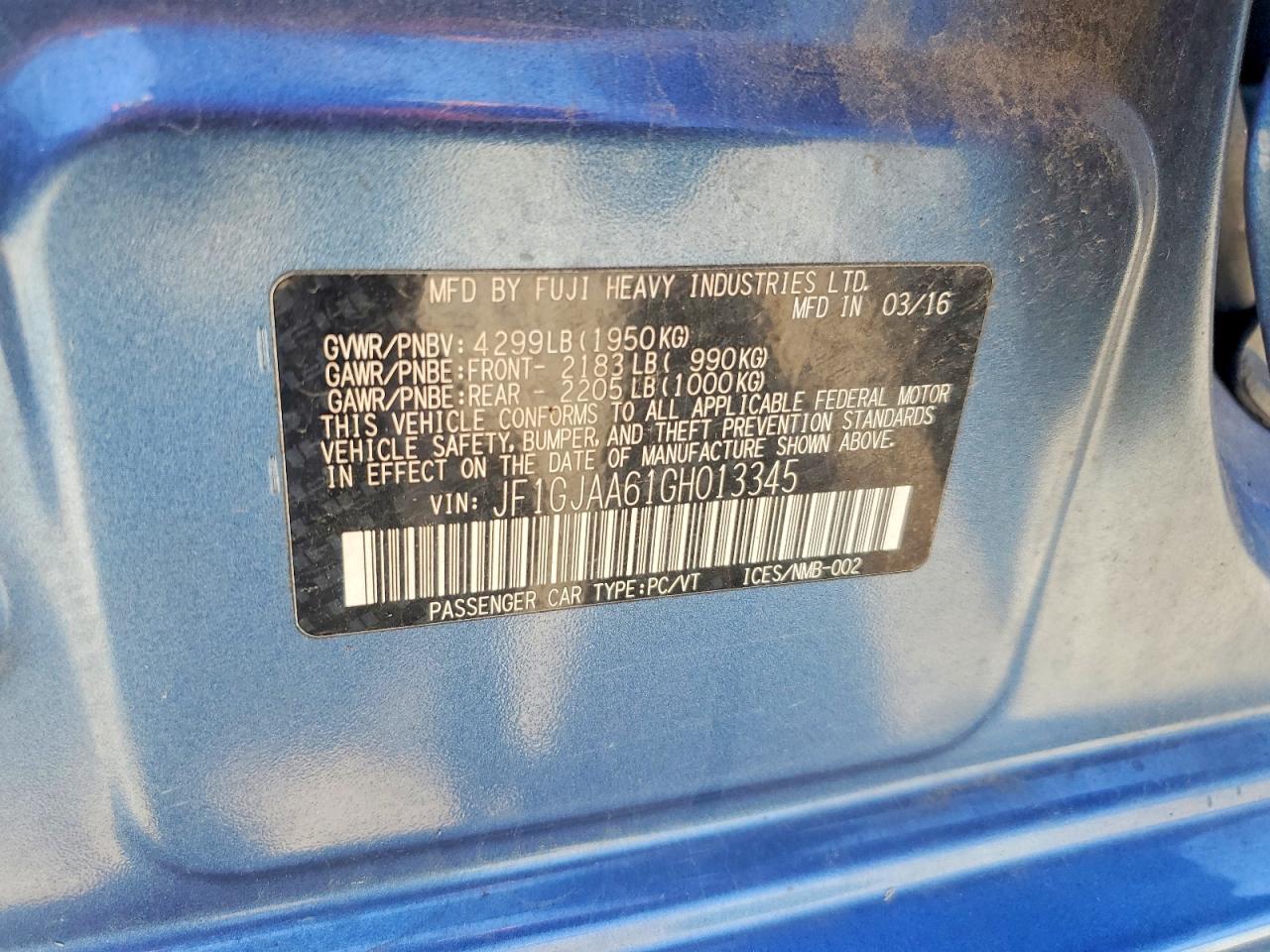 2016 SUBARU IMPREZA