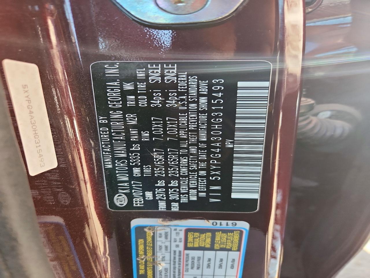 2017 KIA SORENTO