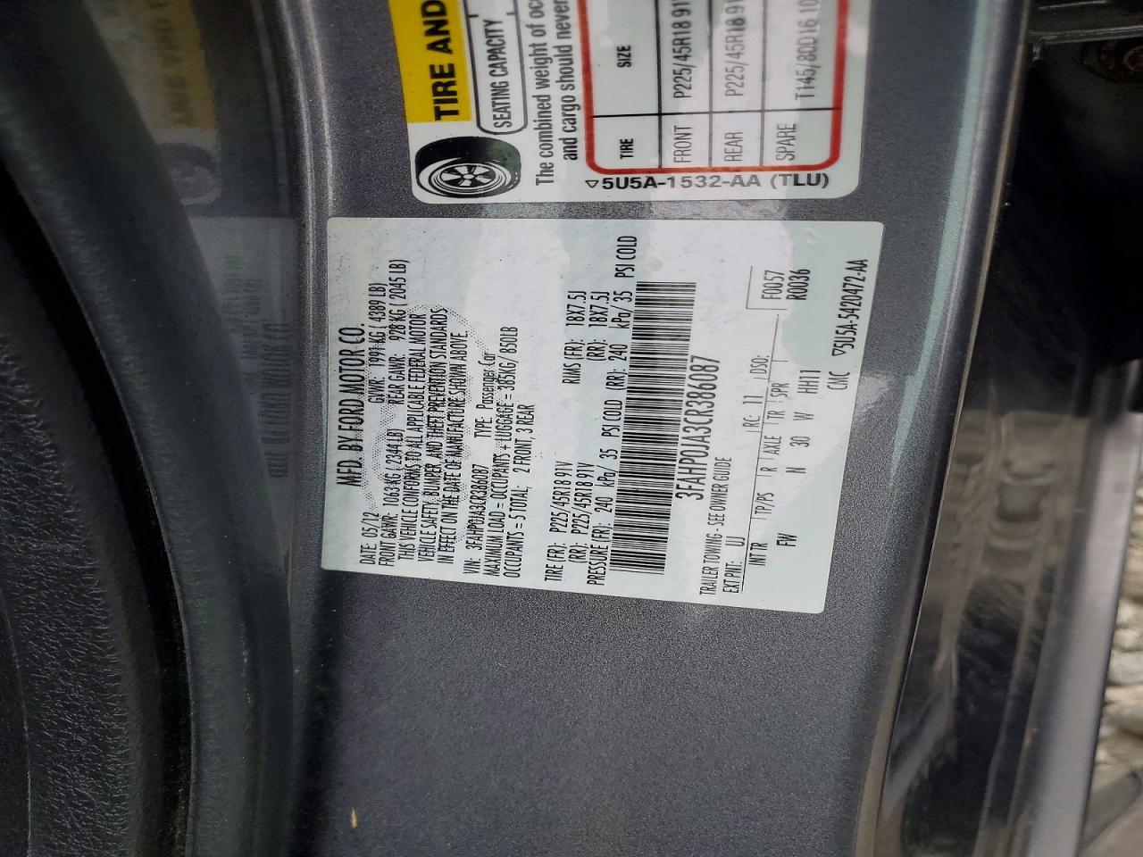 2012 FORD FUSION