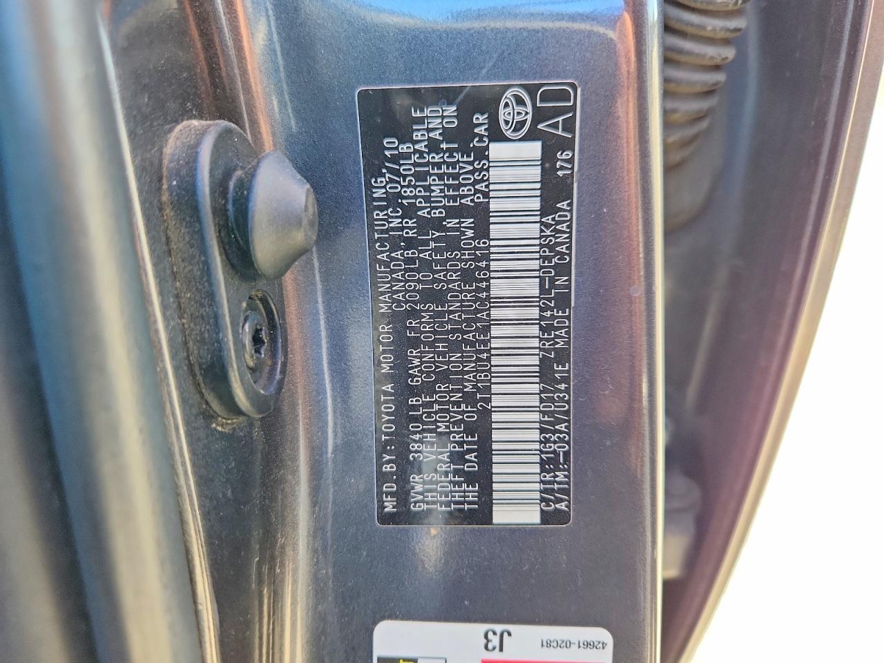 2010 TOYOTA COROLLA