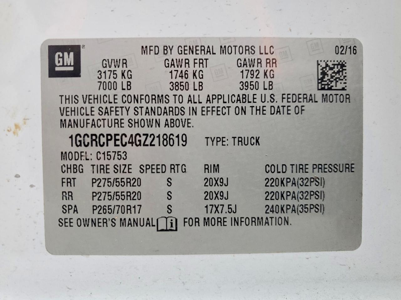2016 CHEVROLET SILVERADO 1500