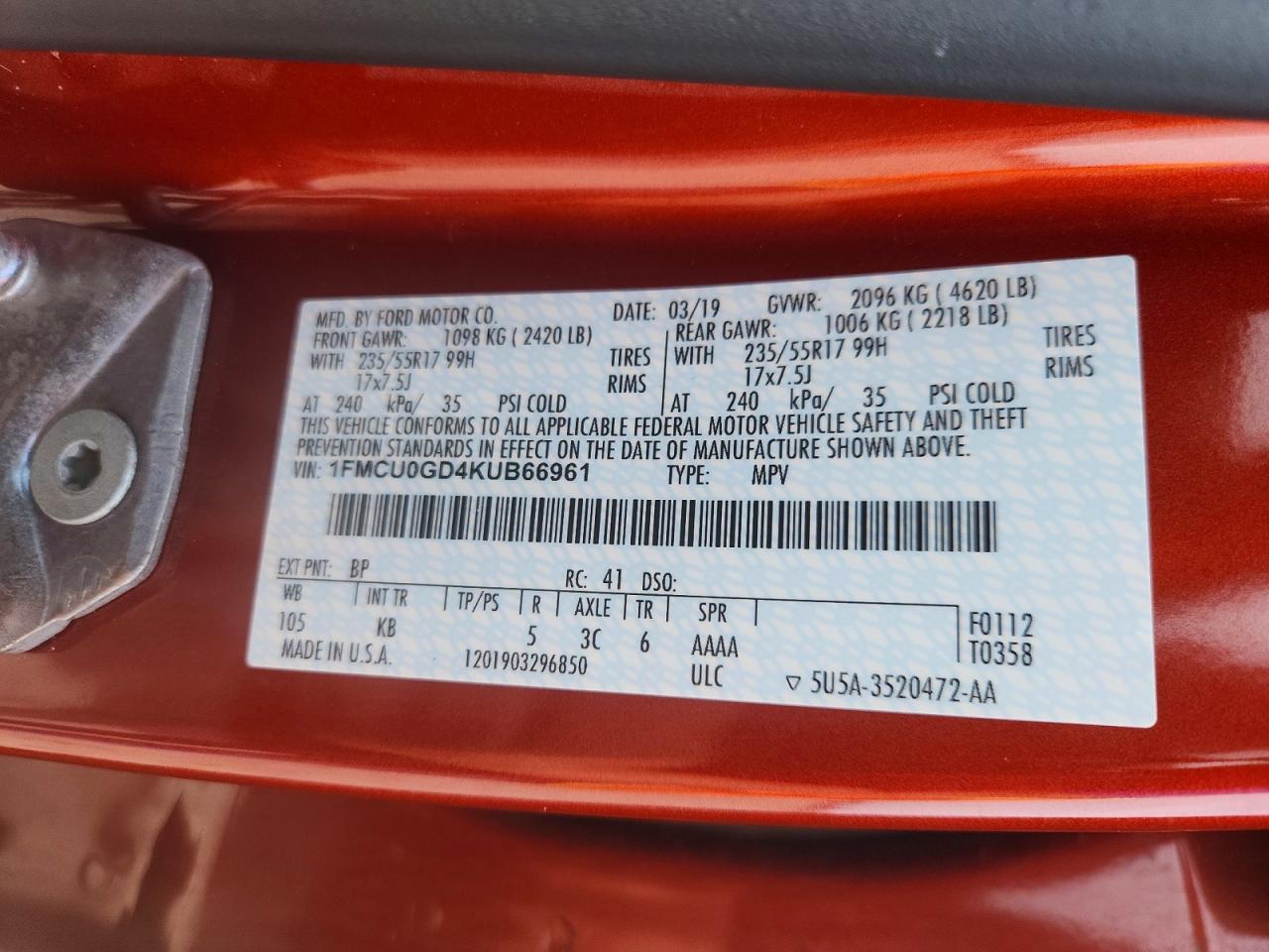 2019 FORD ESCAPE
