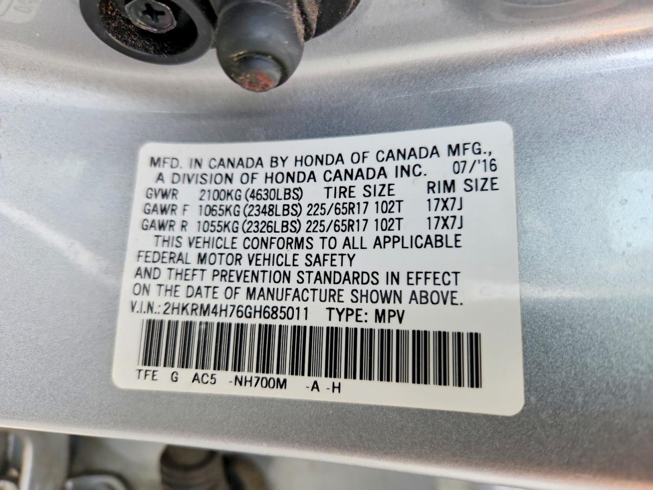 2016 HONDA CR-V