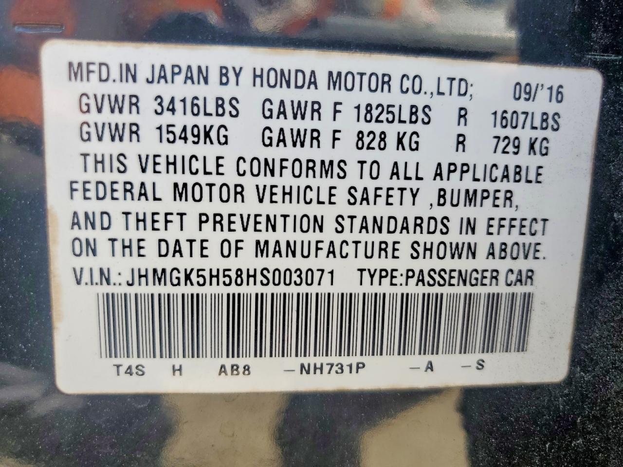 2017 HONDA FIT