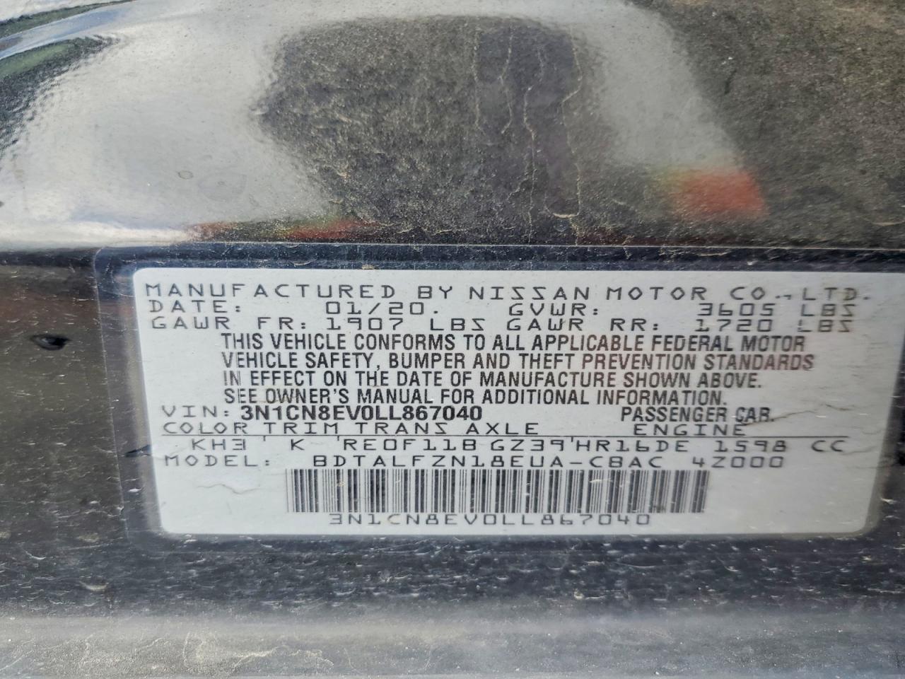 2020 NISSAN VERSA