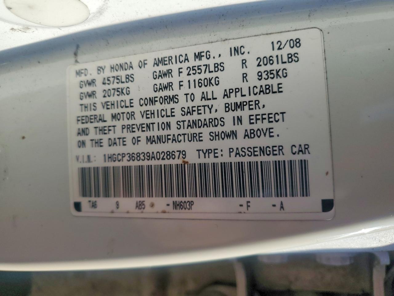 2009 HONDA ACCORD