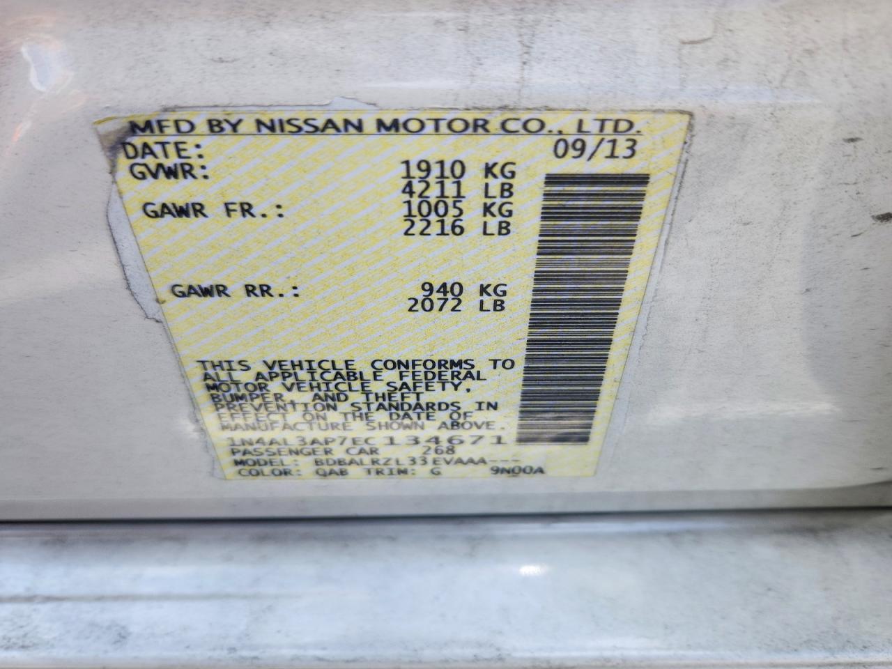 2014 NISSAN ALTIMA