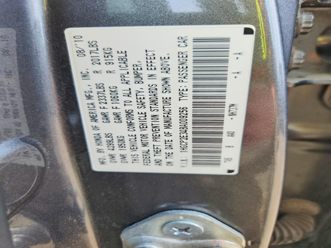 2011 HONDA ACCORD