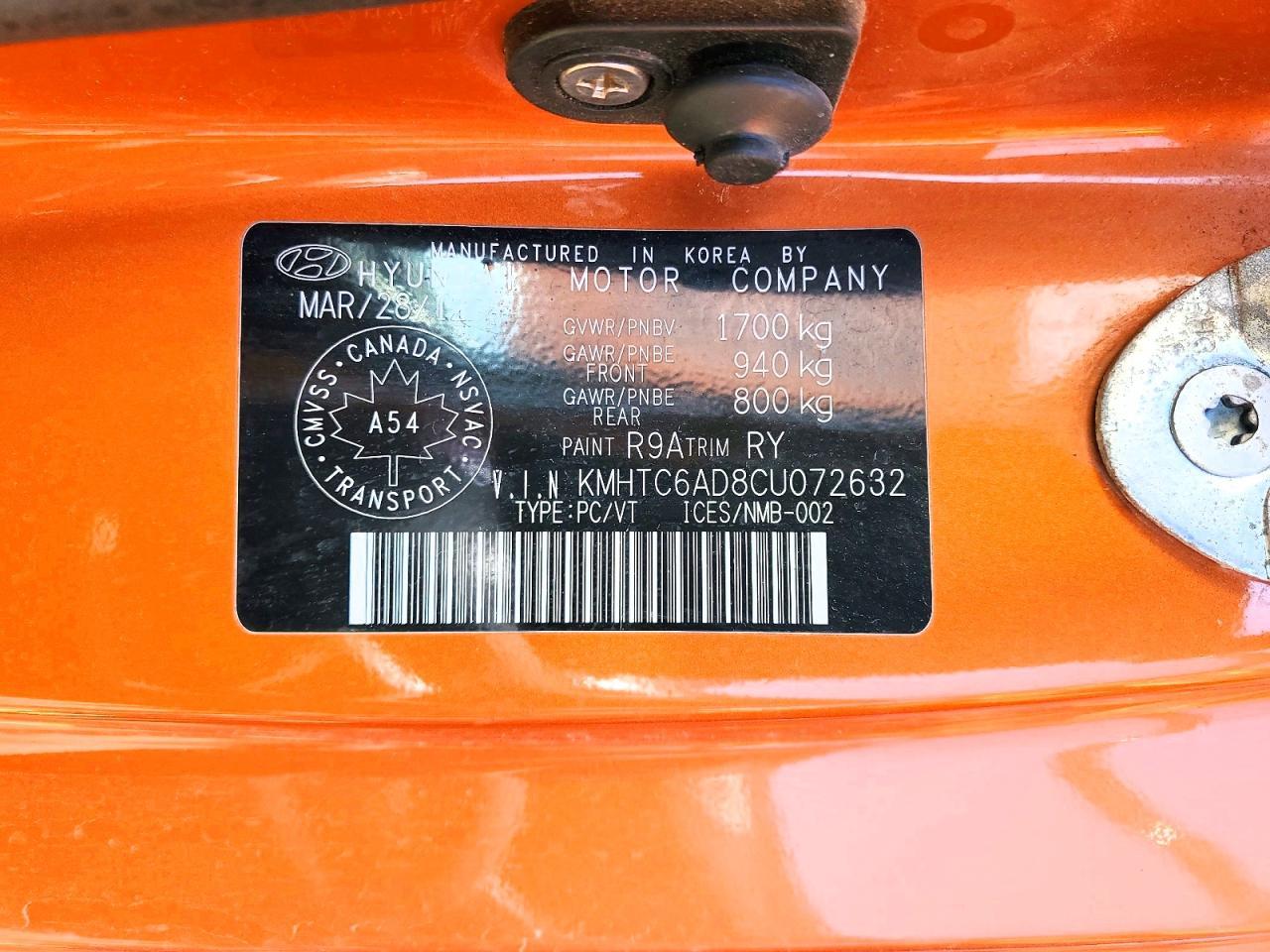 2012 HYUNDAI VELOSTER
