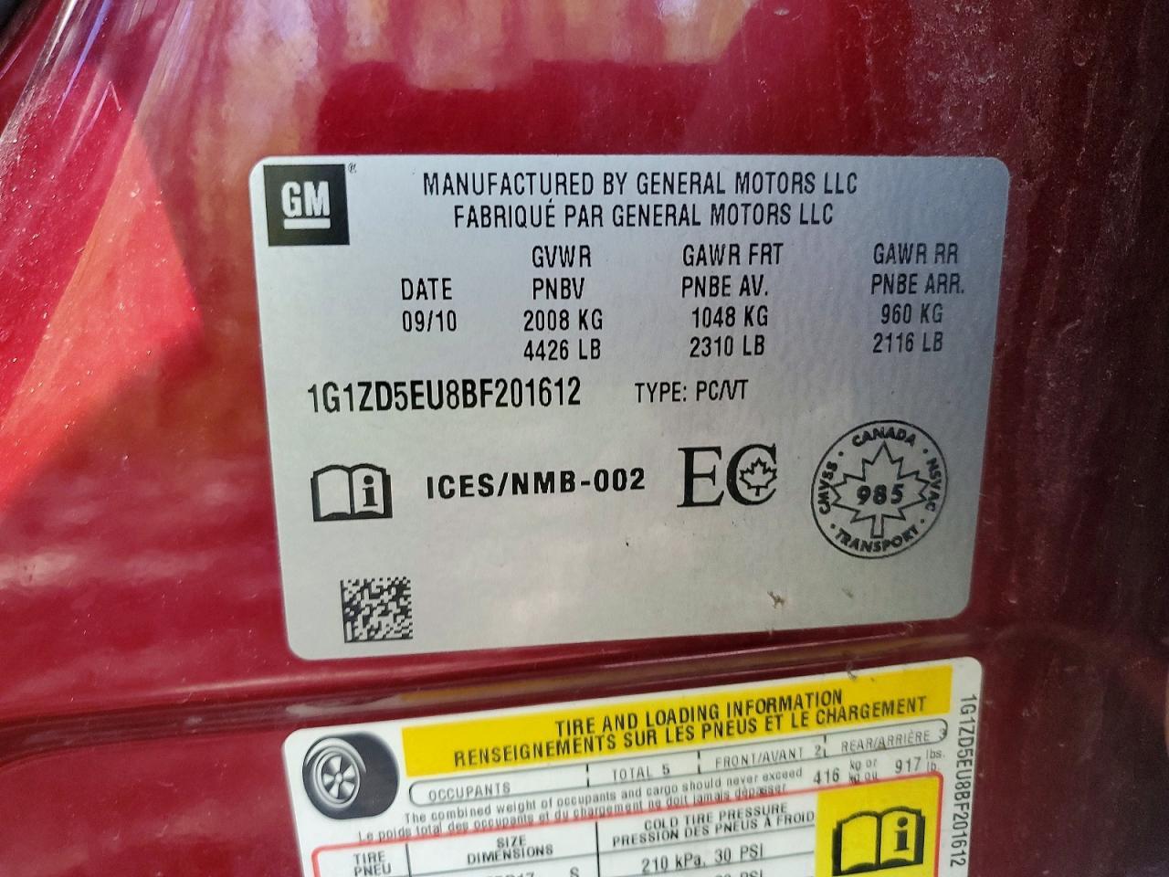 2011 CHEVROLET MALIBU
