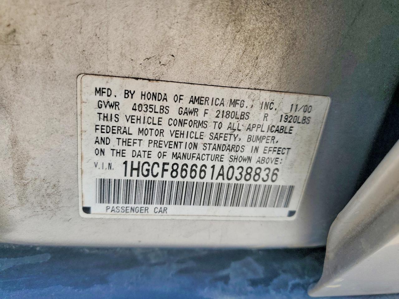 2001 HONDA ACCORD