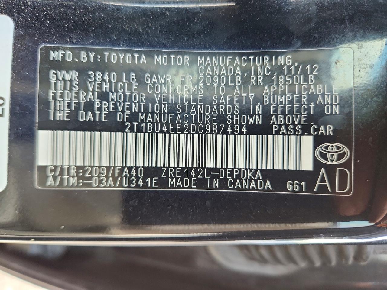 2013 TOYOTA COROLLA