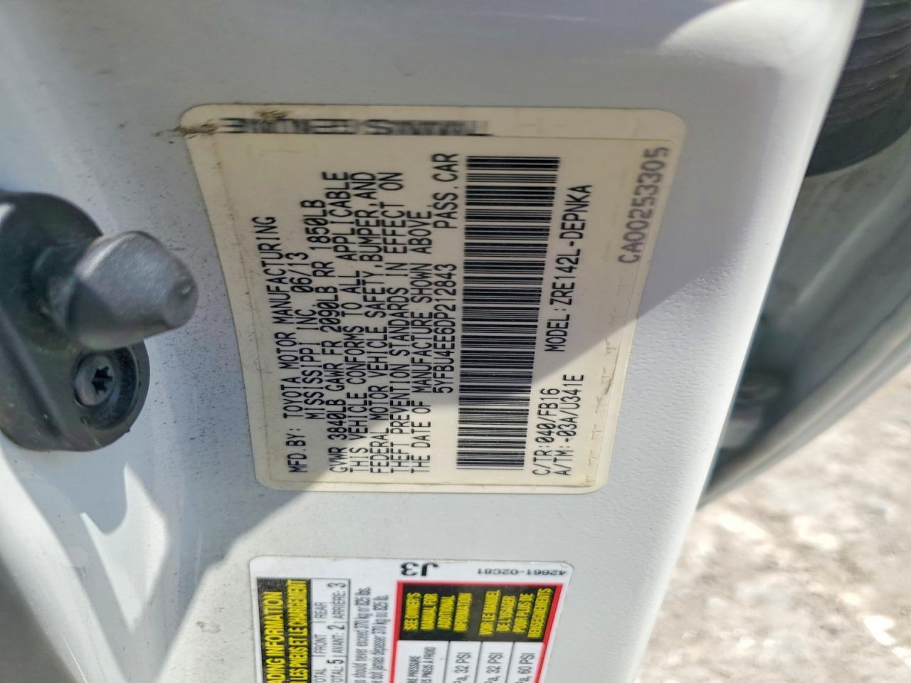 2013 TOYOTA COROLLA