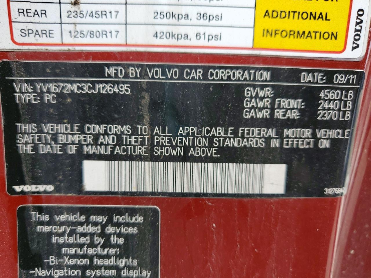 2012 VOLVO C70