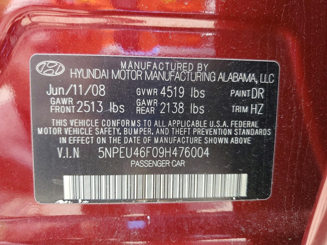 2009 HYUNDAI SONATA