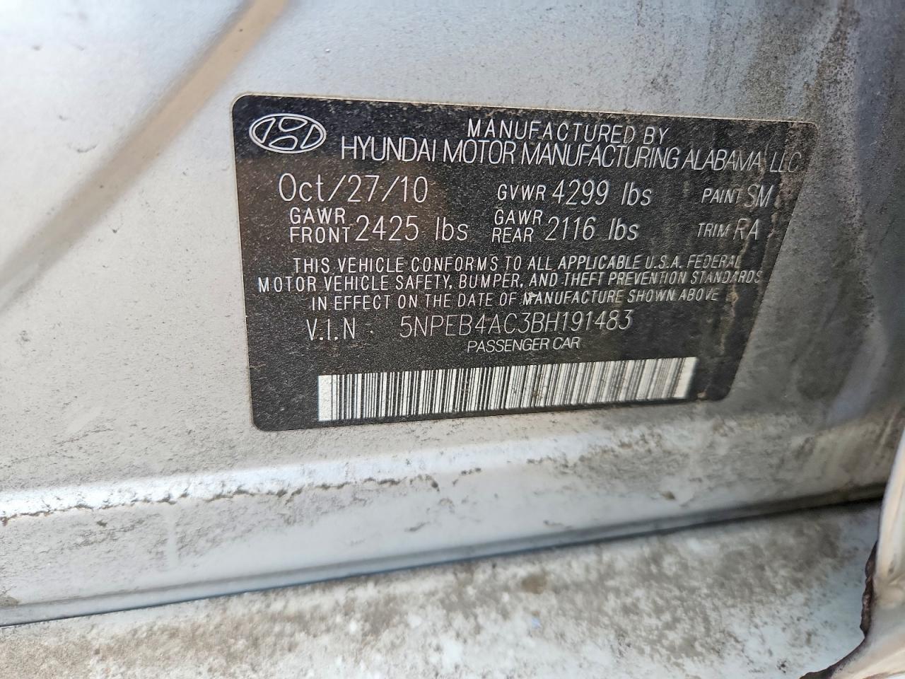 2011 HYUNDAI SONATA