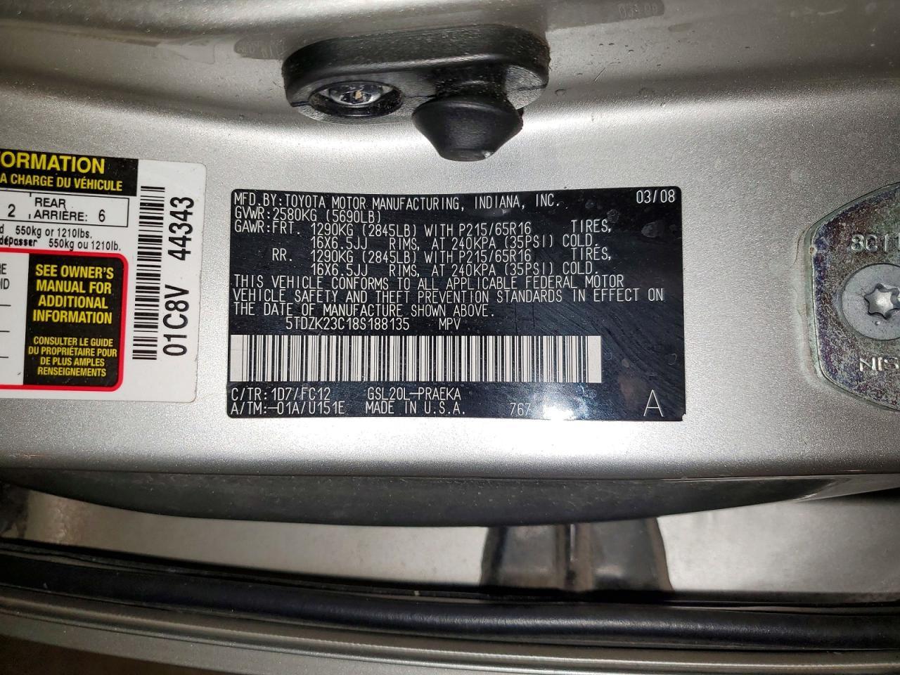 2008 TOYOTA SIENNA