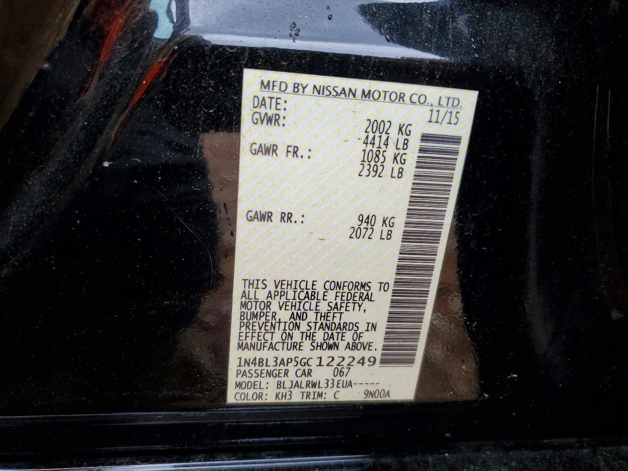 2016 NISSAN ALTIMA
