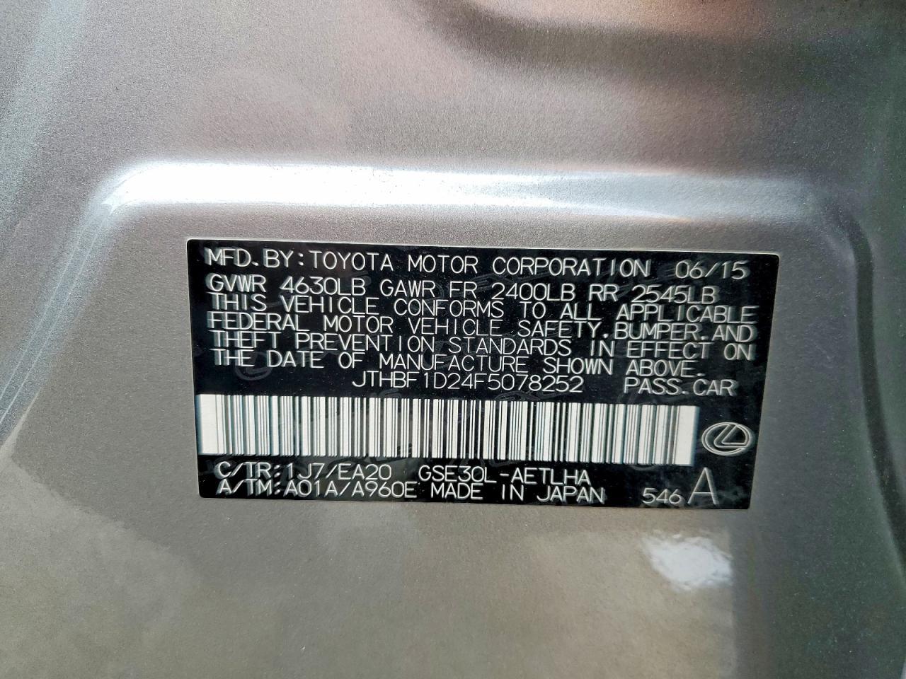 2015 LEXUS IS 250