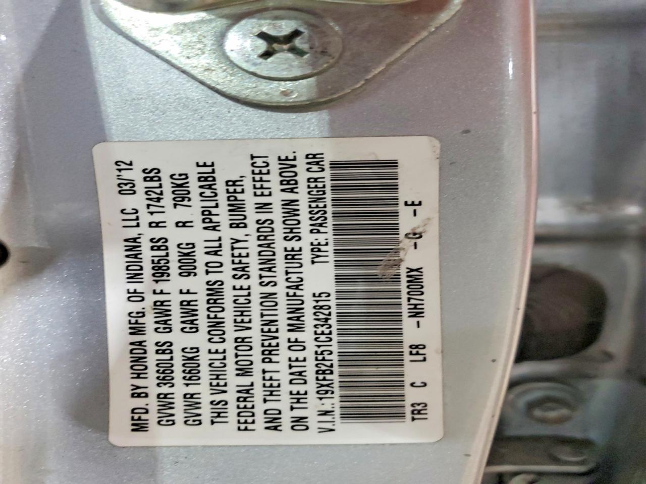 2012 HONDA CIVIC
