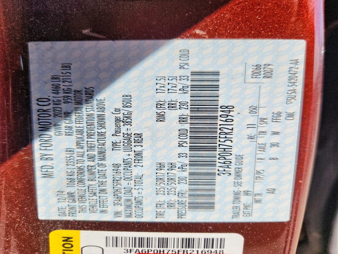 2015 FORD FUSION