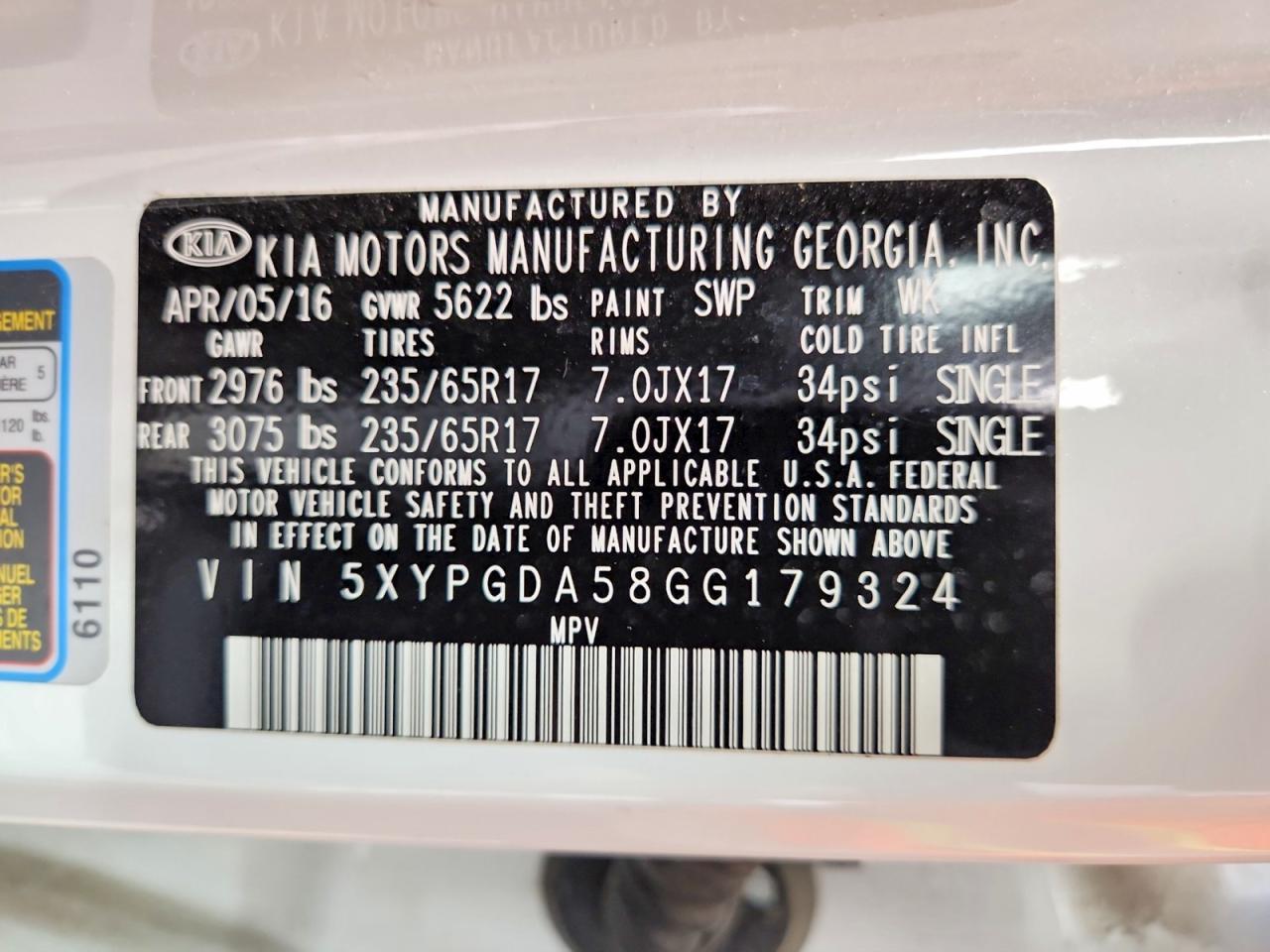 2016 KIA SORENTO