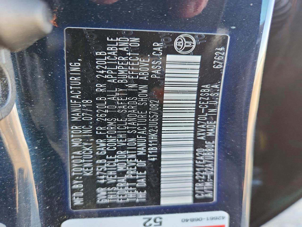 2018 TOYOTA CAMRY
