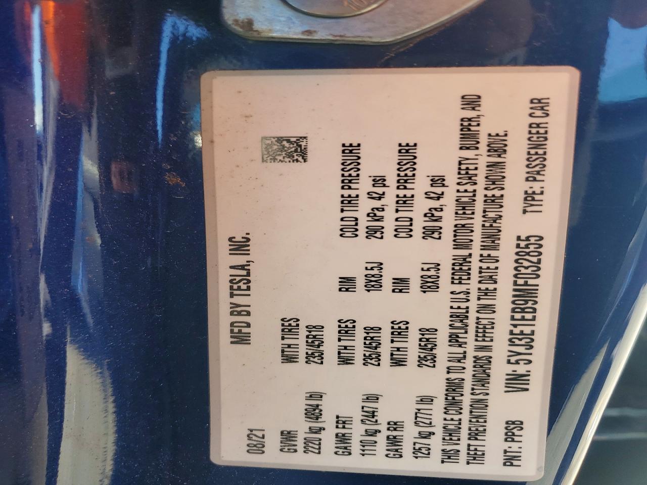 2021 TESLA MODEL 3