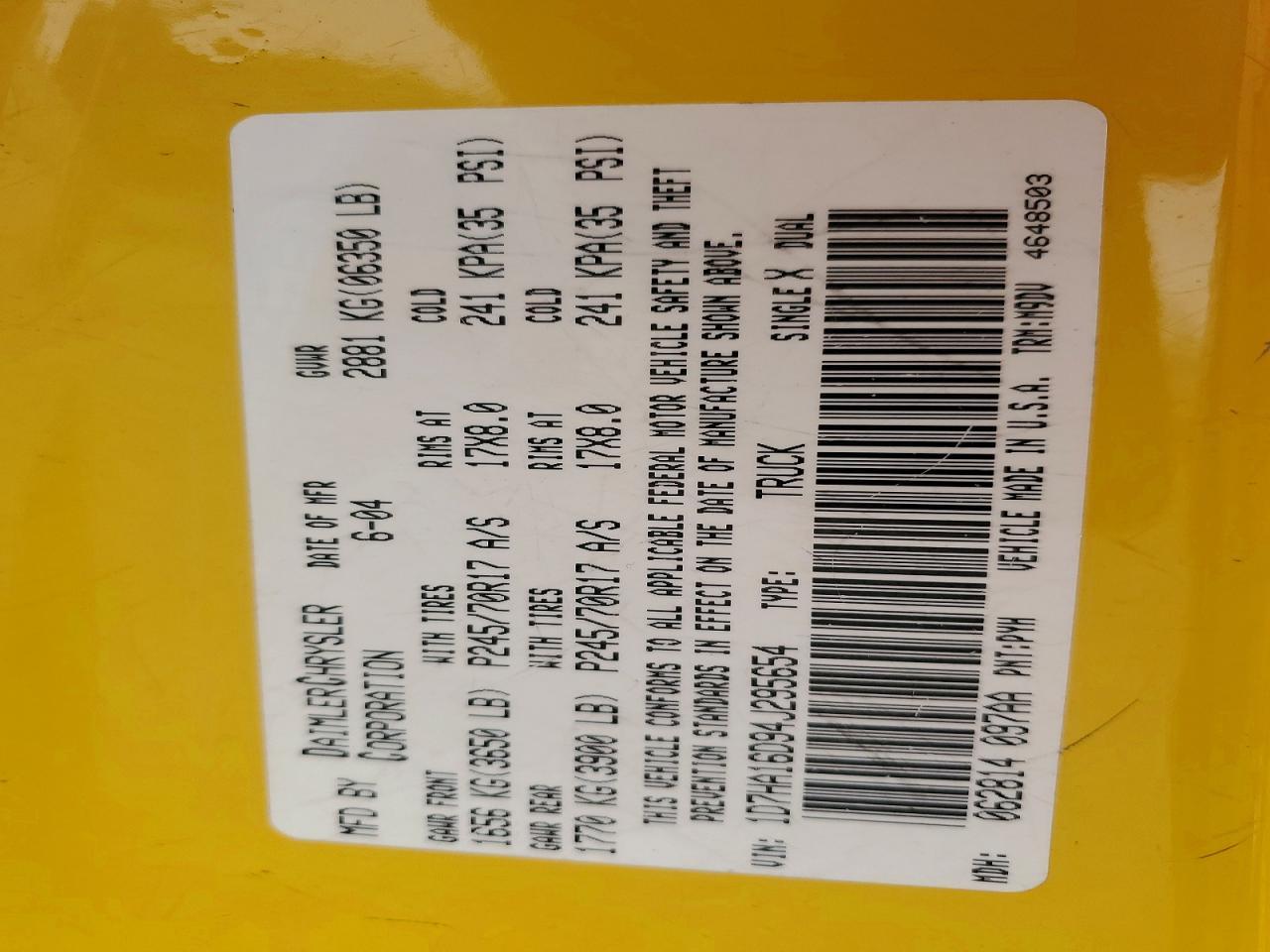 2004 DODGE RAM 1500