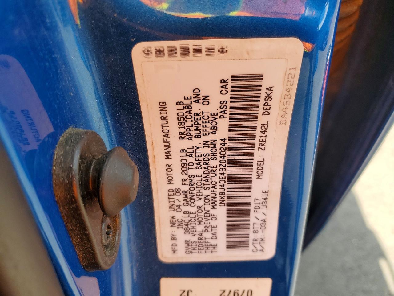 2009 TOYOTA COROLLA