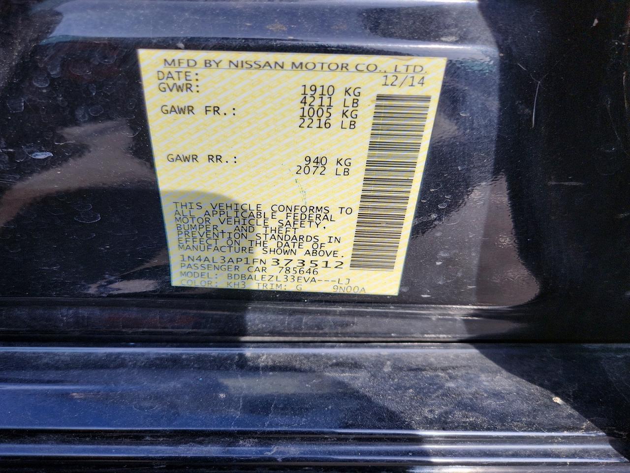 2015 NISSAN ALTIMA