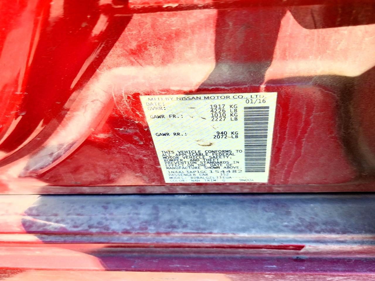 2016 NISSAN ALTIMA