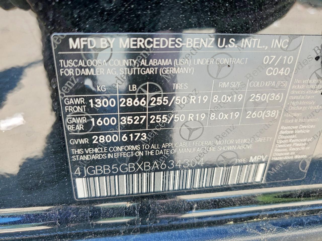 2011 MERCEDES-BENZ ML-Class