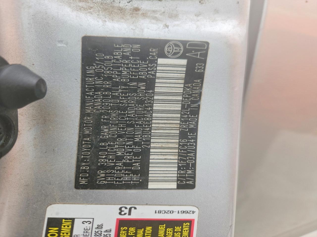 2010 TOYOTA COROLLA