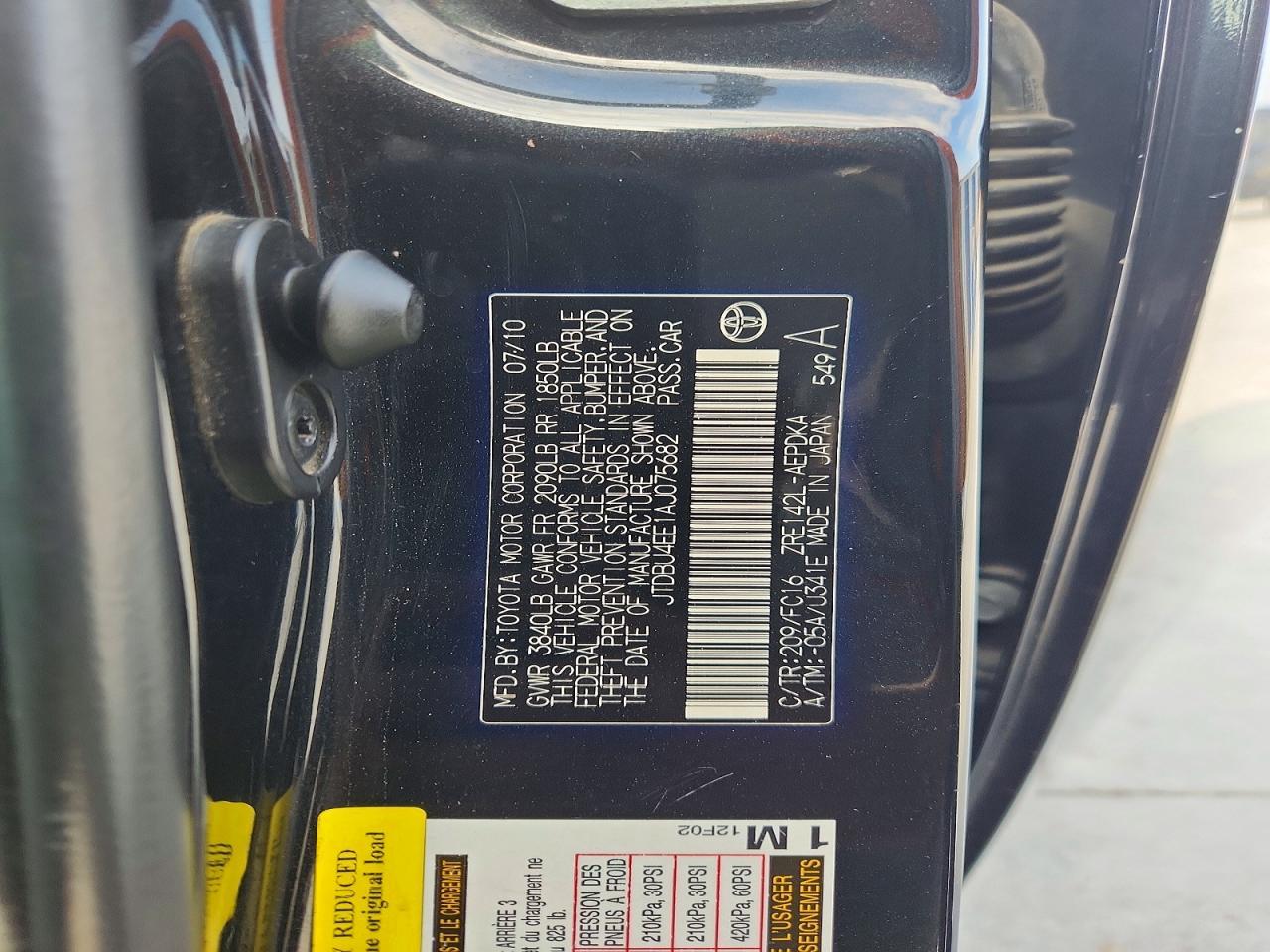 2010 TOYOTA COROLLA