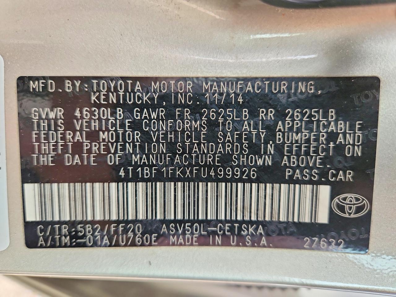 2015 TOYOTA CAMRY