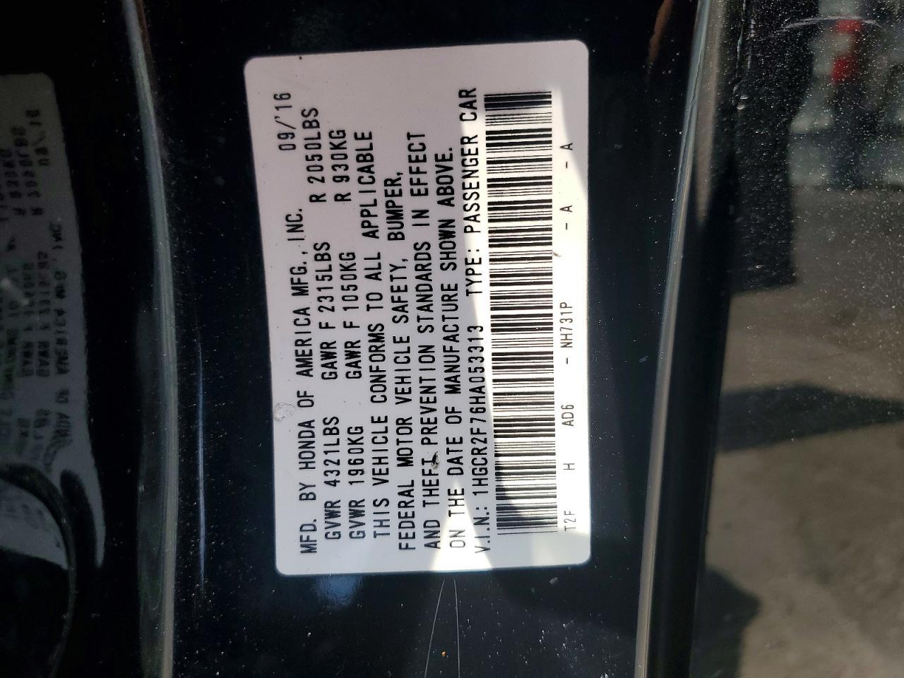 2017 HONDA ACCORD