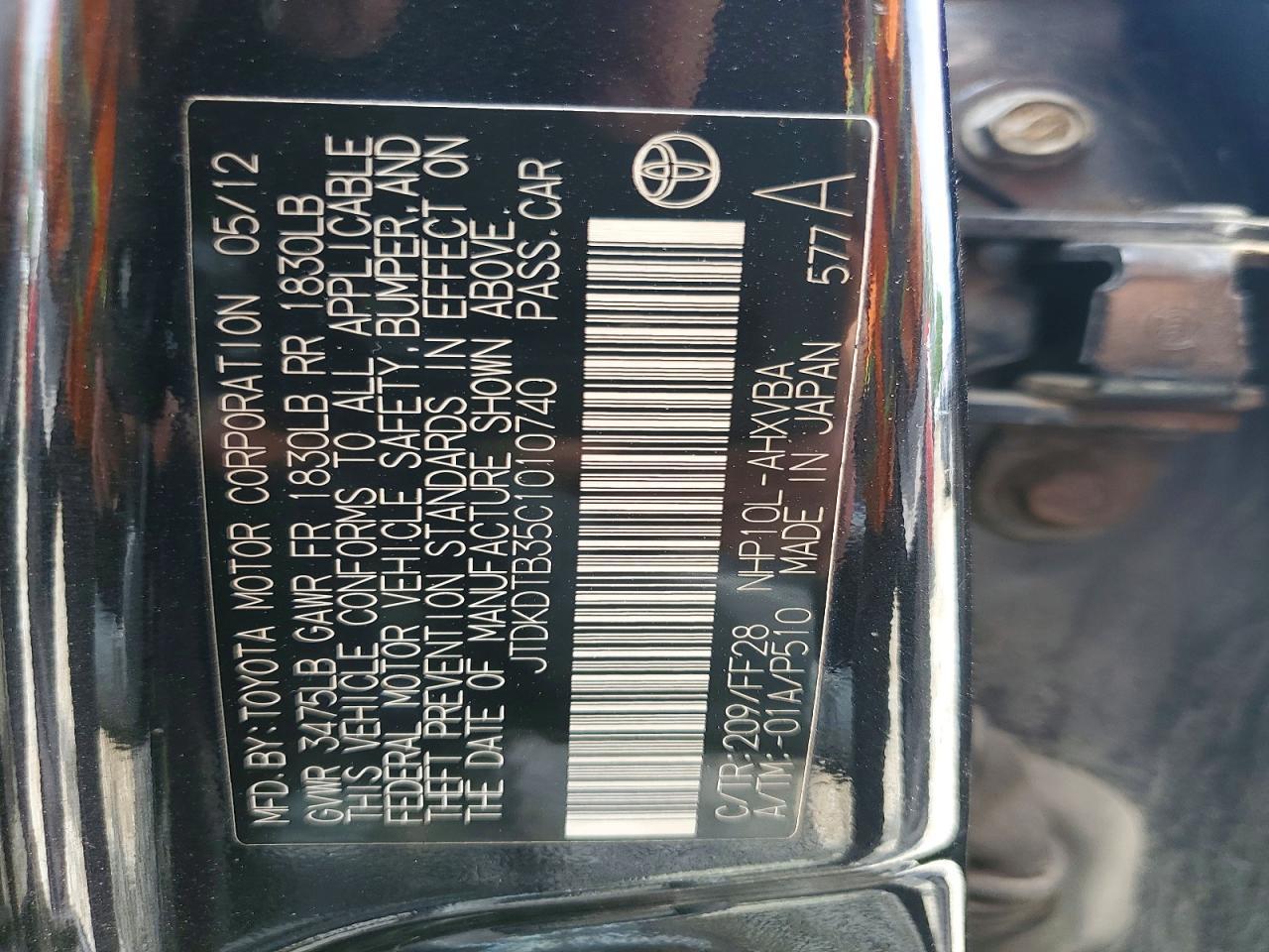 2012 TOYOTA Prius c
