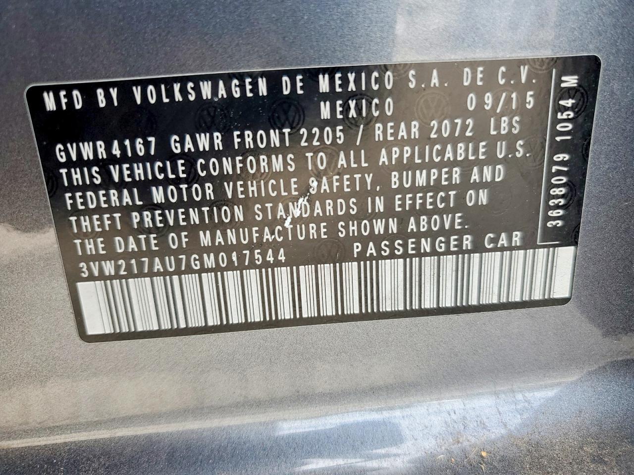 2016 VOLKSWAGEN GOLF