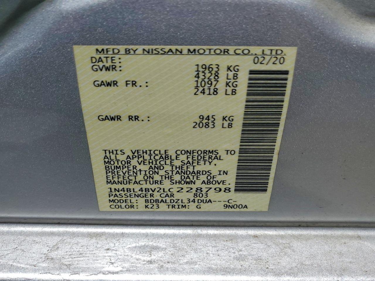 2020 NISSAN ALTIMA