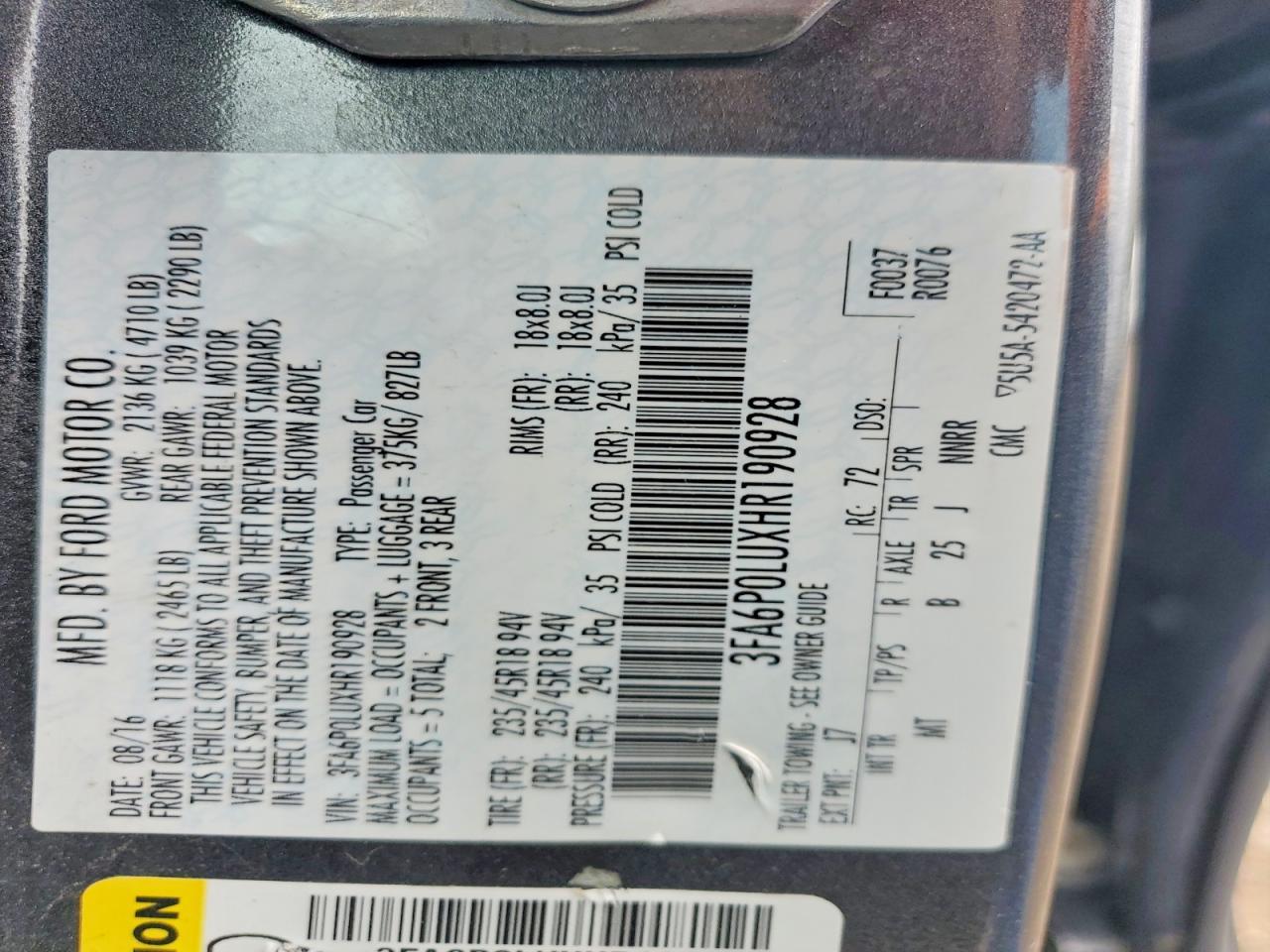 2017 FORD FUSION