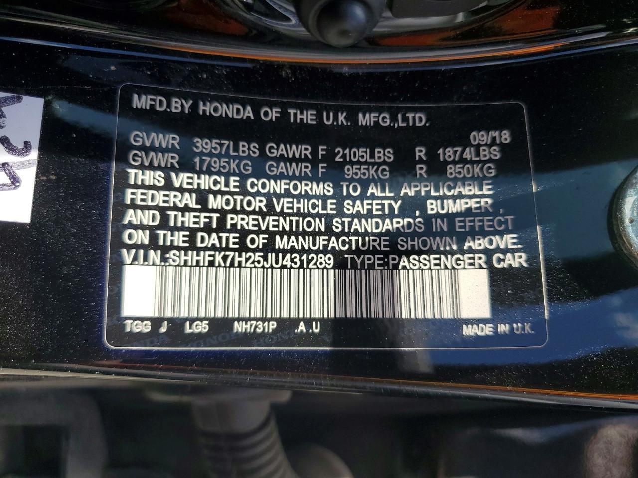 2018 HONDA CIVIC