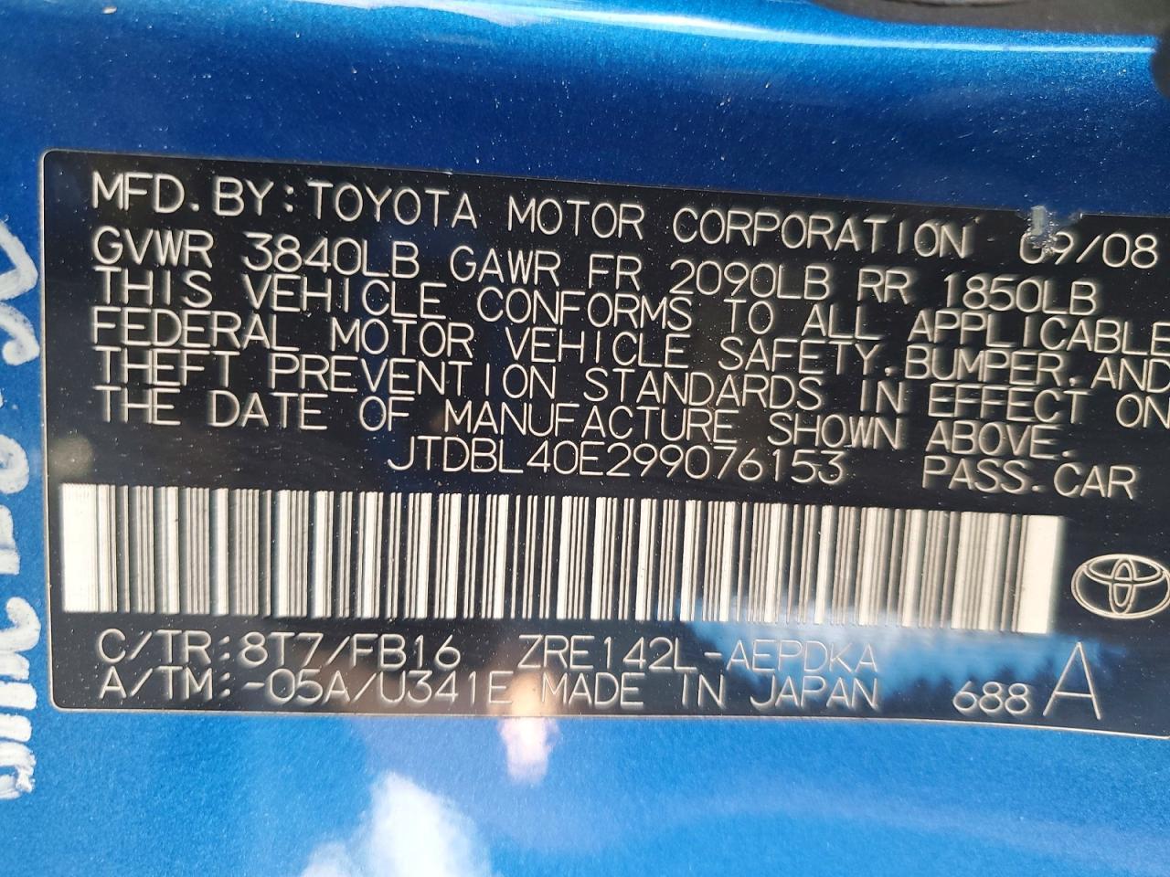 2009 TOYOTA COROLLA