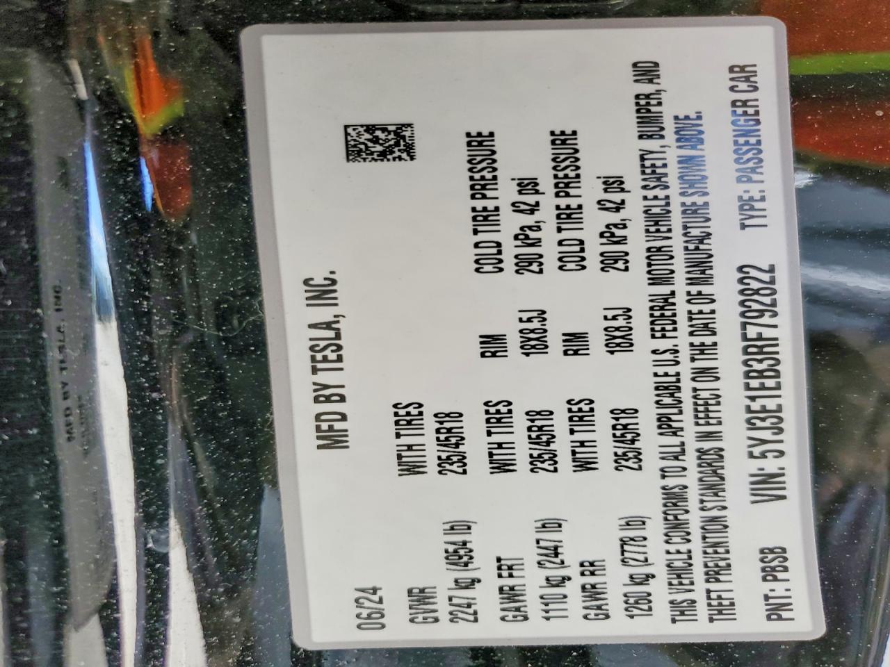 2024 TESLA MODEL 3