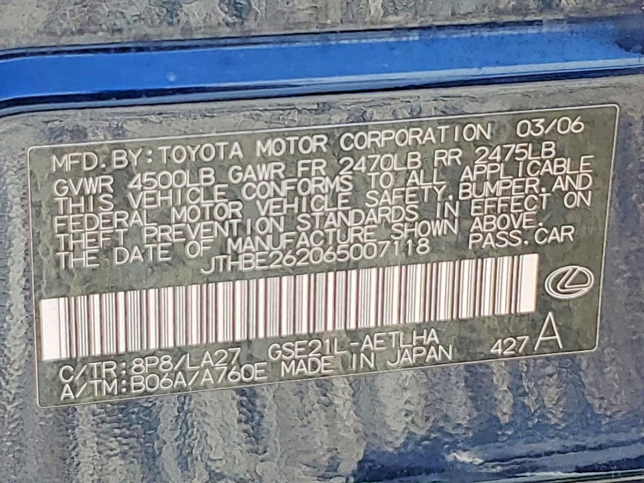 2006 LEXUS IS 350
