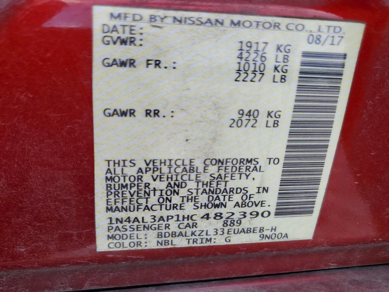 2017 NISSAN ALTIMA